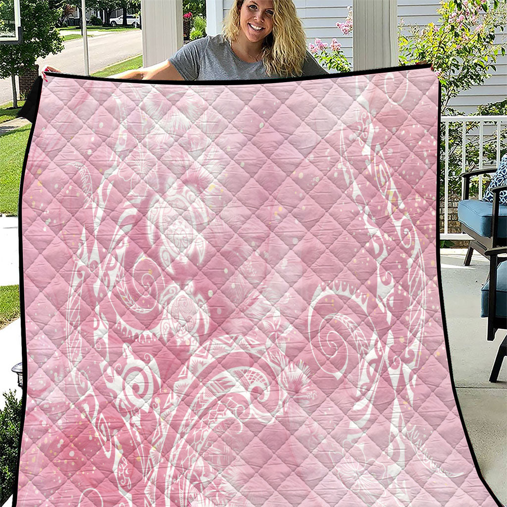 Aloha Hawaii Turtles Floral Quilt Pink Marbles Glaze LT7 Pink - Polynesian Pride