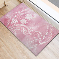 Aloha Hawaii Turtles Floral Rubber Doormat Pink Marbles Glaze LT7 - Polynesian Pride