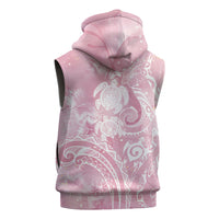 Aloha Hawaii Turtles Floral Sleeveless Hoodie Pink Marbles Glaze LT7 - Polynesian Pride