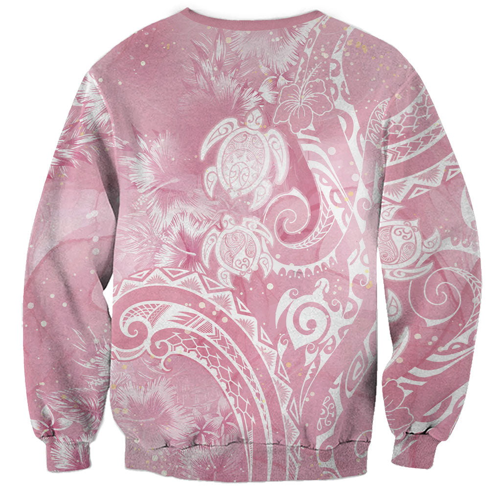 Aloha Hawaii Turtles Floral Sweatshirt Pink Marbles Glaze LT7 - Polynesian Pride