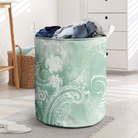 Aloha Hawaii Turtles Floral Laundry Basket Seafoam Marbles Glaze LT7 Seafoam - Polynesian Pride