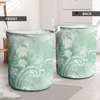 Aloha Hawaii Turtles Floral Laundry Basket Seafoam Marbles Glaze LT7 - Polynesian Pride