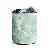 Aloha Hawaii Turtles Floral Laundry Basket Seafoam Marbles Glaze LT7 - Polynesian Pride