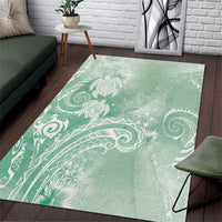 Aloha Hawaii Turtles Floral Area Rug Seafoam Marbles Glaze LT7 Seafoam - Polynesian Pride