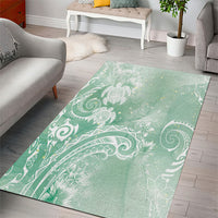 Aloha Hawaii Turtles Floral Area Rug Seafoam Marbles Glaze LT7 - Polynesian Pride