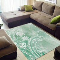 Aloha Hawaii Turtles Floral Area Rug Seafoam Marbles Glaze LT7 - Polynesian Pride
