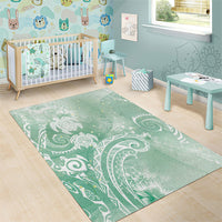Aloha Hawaii Turtles Floral Area Rug Seafoam Marbles Glaze LT7 - Polynesian Pride