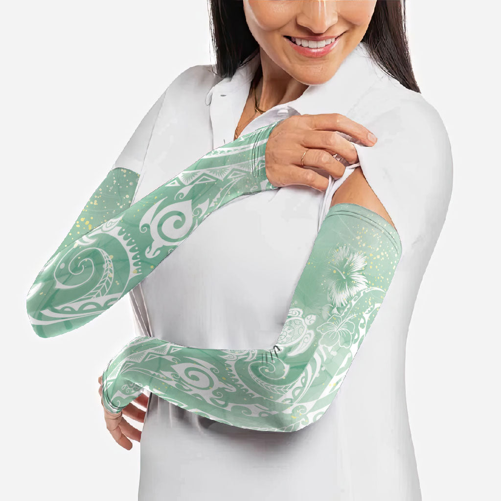 Aloha Hawaii Turtles Floral Arm Sleeves Seafoam Marbles Glaze LT7 - Polynesian Pride