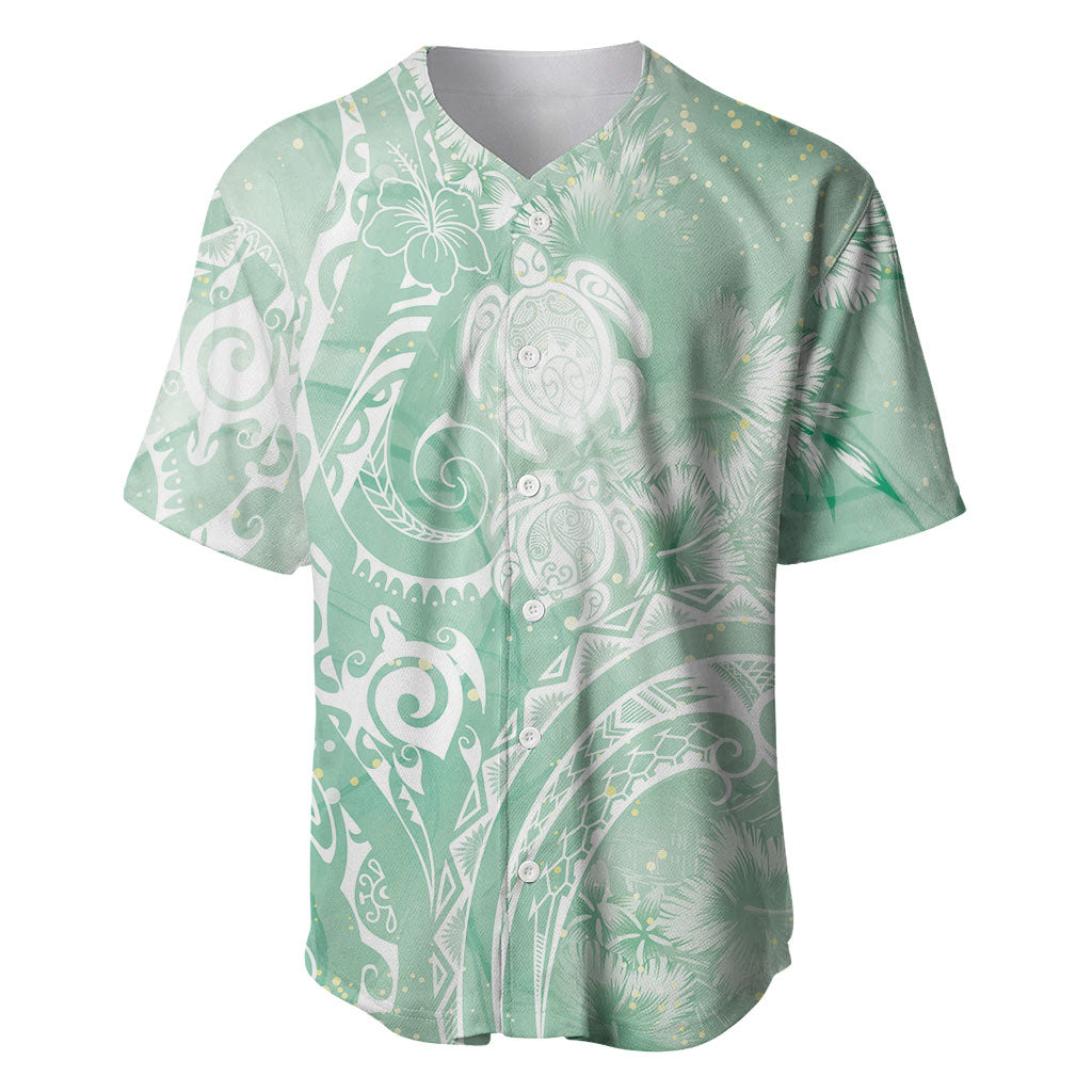 Aloha Hawaii Turtles Floral Baseball Jersey Seafoam Marbles Glaze LT7 Seafoam - Polynesian Pride