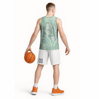 Aloha Hawaii Turtles Floral Basketball Jersey Seafoam Marbles Glaze LT7 - Polynesian Pride