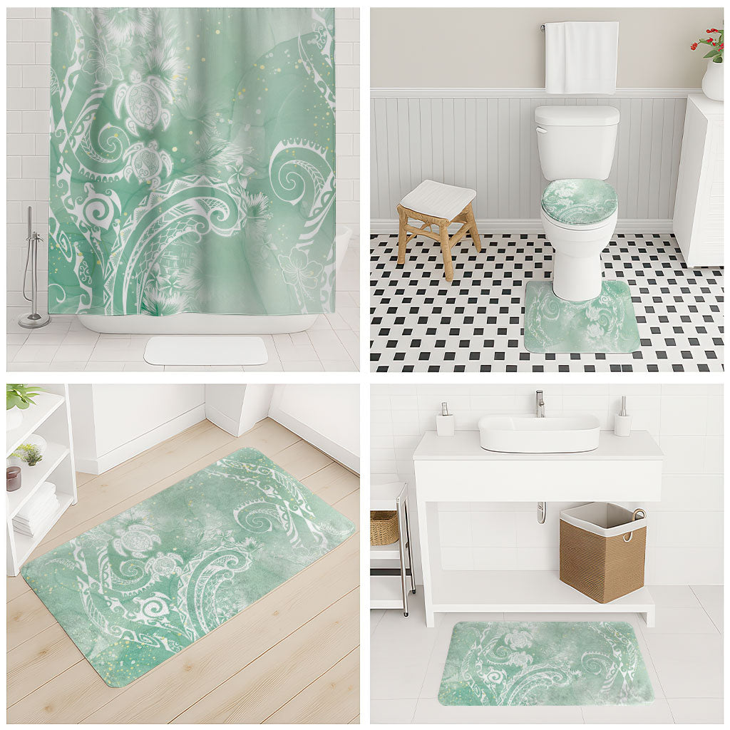 Aloha Hawaii Turtles Floral Bathroom Set Seafoam Marbles Glaze LT7 - Polynesian Pride