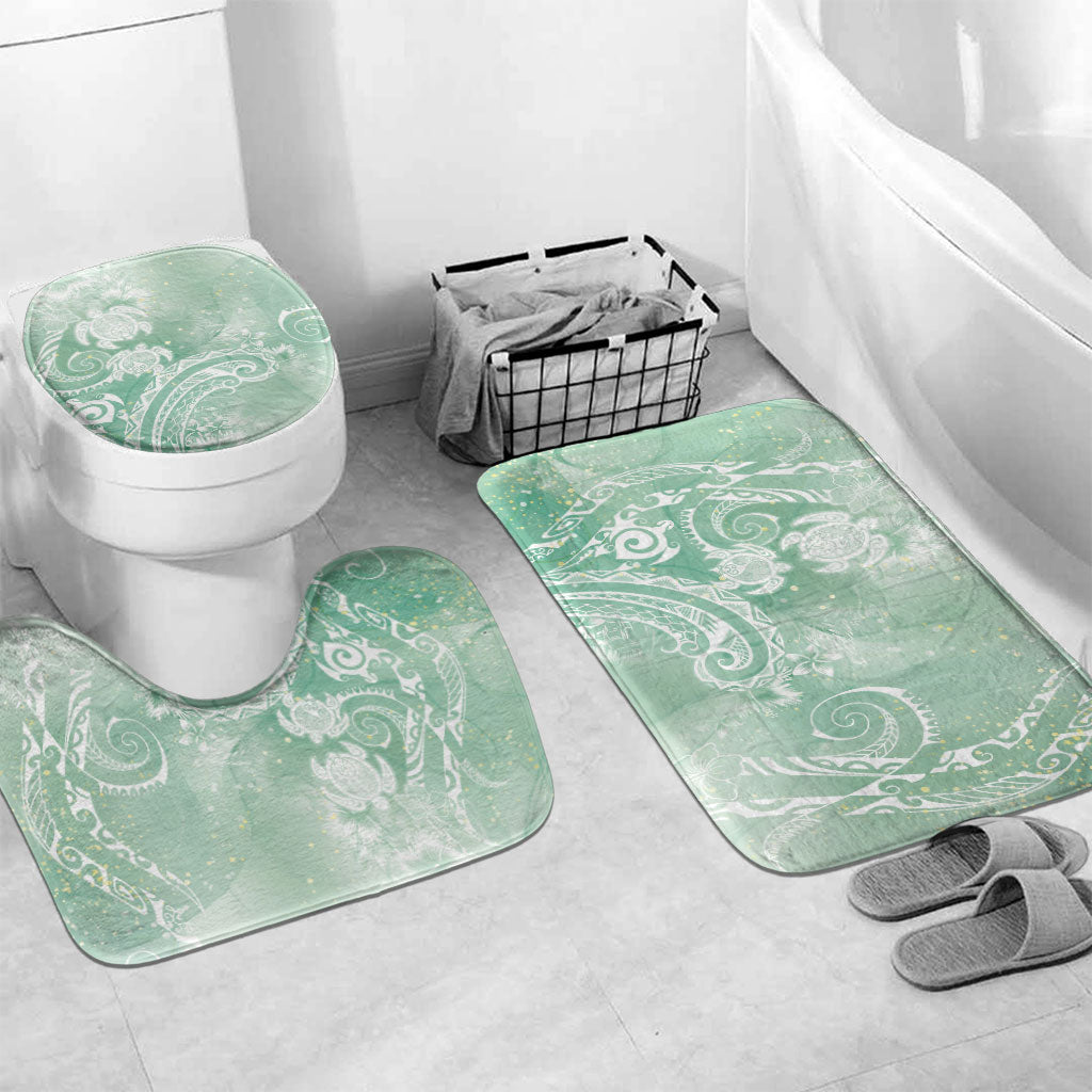 Aloha Hawaii Turtles Floral Bathroom Set Seafoam Marbles Glaze LT7 Mat Set Only (3 pcs) One Size Seafoam - Polynesian Pride