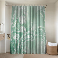 Aloha Hawaii Turtles Floral Bathroom Set Seafoam Marbles Glaze LT7 Shower Curtain Only Seafoam - Polynesian Pride