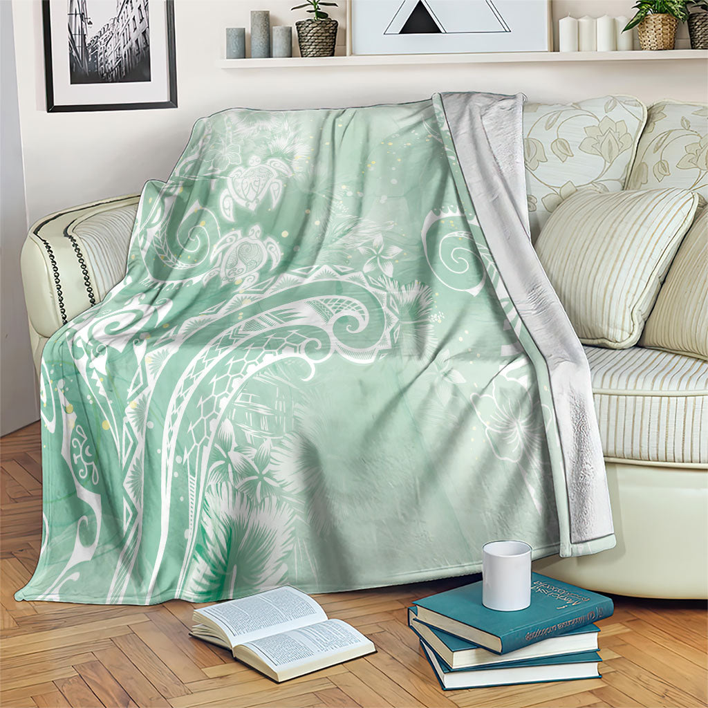 Aloha Hawaii Turtles Floral Blanket Seafoam Marbles Glaze LT7 Seafoam - Polynesian Pride