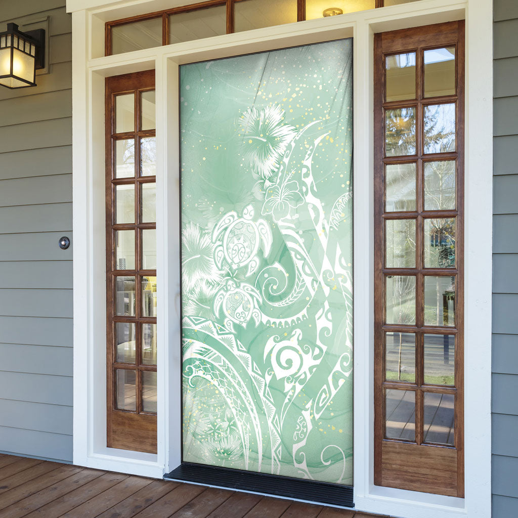 Aloha Hawaii Turtles Floral Door Cover Seafoam Marbles Glaze LT7 - Polynesian Pride