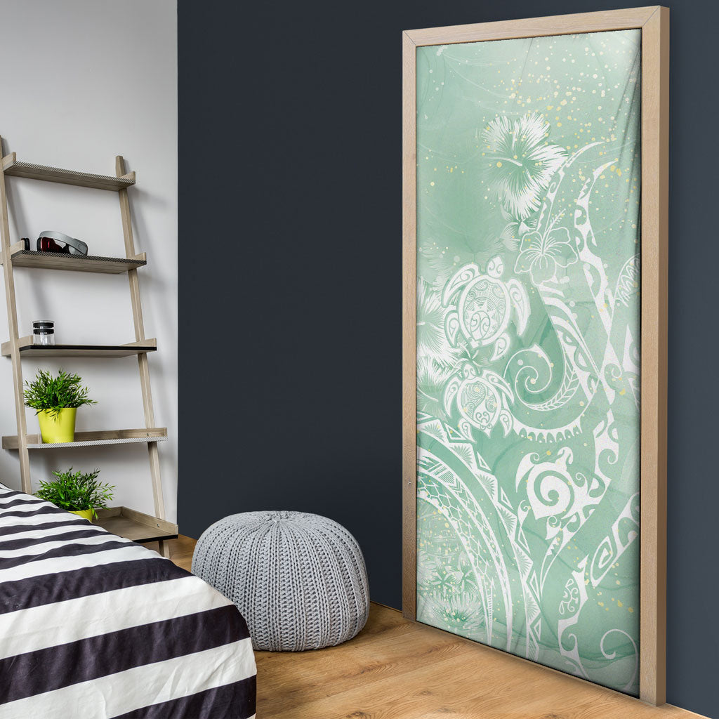 Aloha Hawaii Turtles Floral Door Cover Seafoam Marbles Glaze LT7 - Polynesian Pride