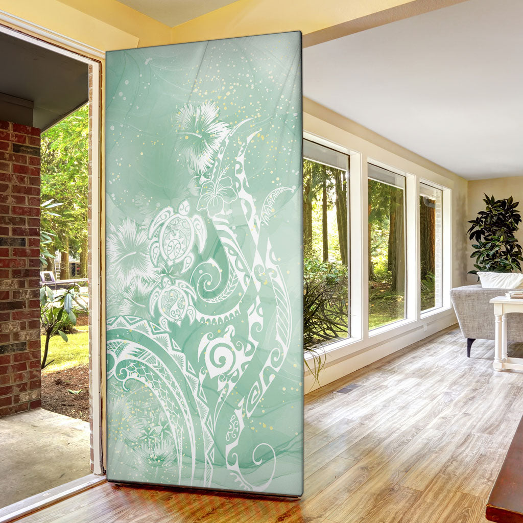Aloha Hawaii Turtles Floral Door Cover Seafoam Marbles Glaze LT7 - Polynesian Pride