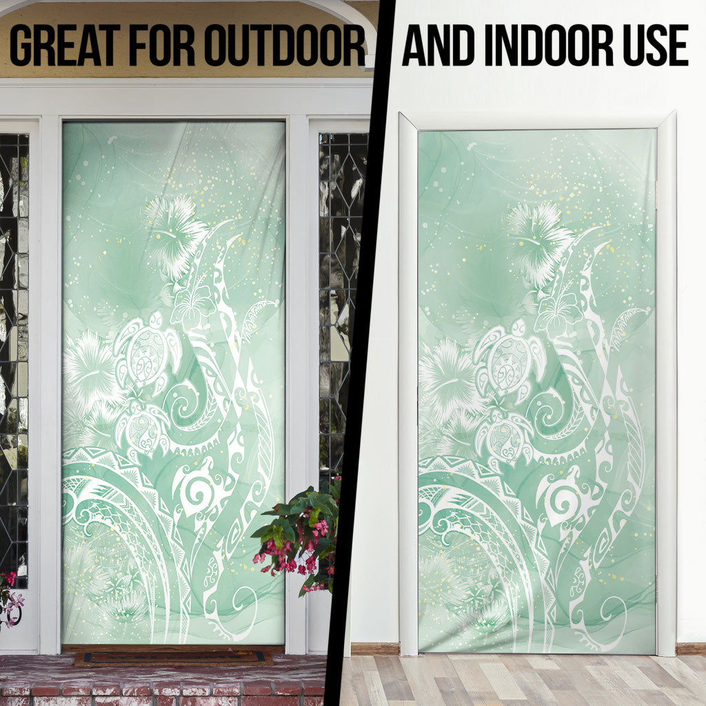 Aloha Hawaii Turtles Floral Door Cover Seafoam Marbles Glaze LT7 - Polynesian Pride