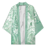Aloha Hawaii Turtles Floral Kimono Seafoam Marbles Glaze LT7 Unisex Seafoam - Polynesian Pride