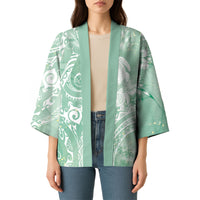 Aloha Hawaii Turtles Floral Kimono Seafoam Marbles Glaze LT7 - Polynesian Pride