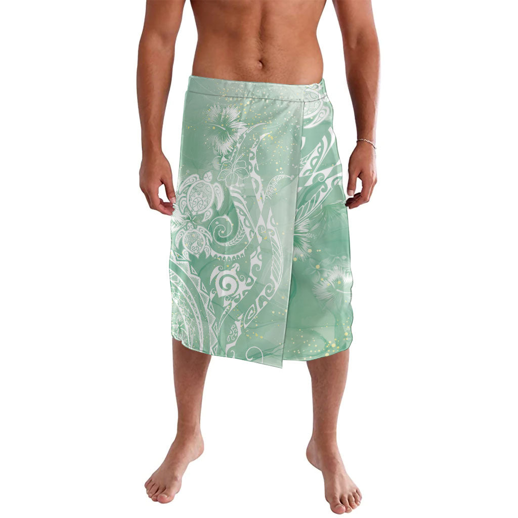Aloha Hawaii Turtles Floral Lavalava Seafoam Marbles Glaze LT7 Seafoam - Polynesian Pride