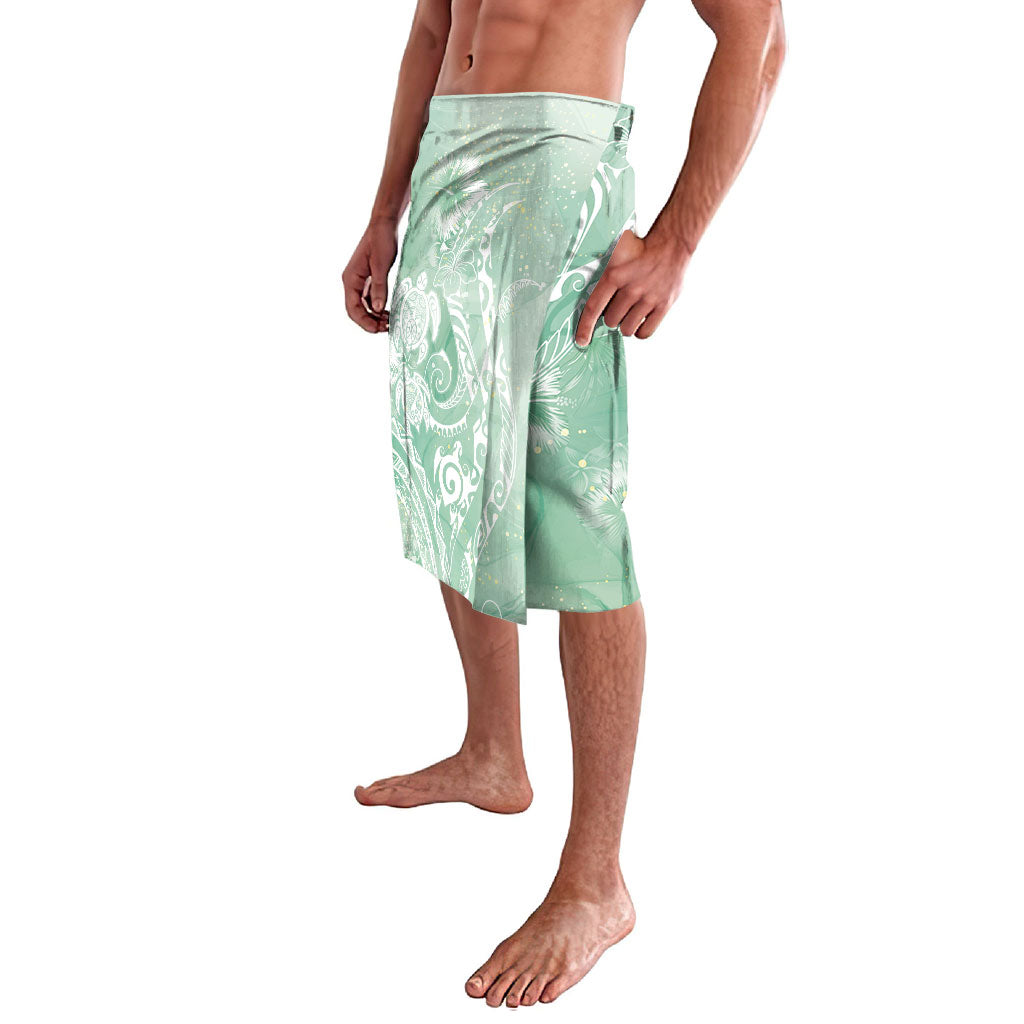 Aloha Hawaii Turtles Floral Lavalava Seafoam Marbles Glaze LT7 - Polynesian Pride