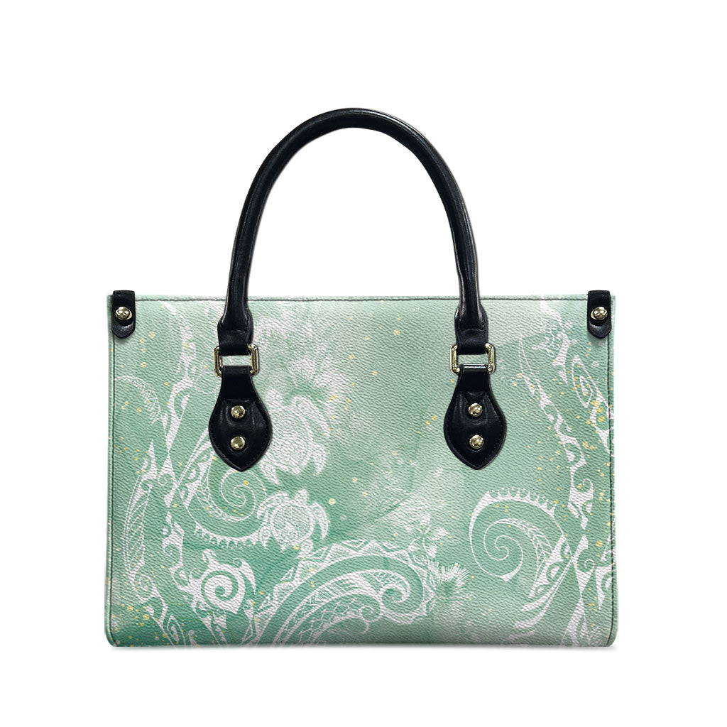 Aloha Hawaii Turtles Floral Leather Bag Seafoam Marbles Glaze LT7 - Polynesian Pride