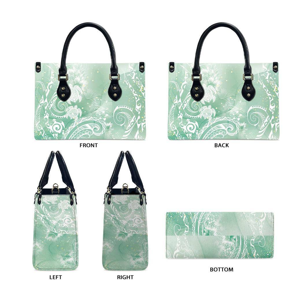 Aloha Hawaii Turtles Floral Leather Bag Seafoam Marbles Glaze LT7 - Polynesian Pride