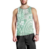 Aloha Hawaii Turtles Floral Men Tank Top Seafoam Marbles Glaze LT7 - Polynesian Pride