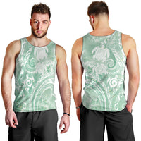 Aloha Hawaii Turtles Floral Men Tank Top Seafoam Marbles Glaze LT7 - Polynesian Pride