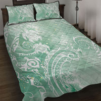 Aloha Hawaii Turtles Floral Quilt Bed Set Seafoam Marbles Glaze LT7 Seafoam - Polynesian Pride