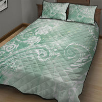 Aloha Hawaii Turtles Floral Quilt Bed Set Seafoam Marbles Glaze LT7 - Polynesian Pride