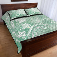 Aloha Hawaii Turtles Floral Quilt Bed Set Seafoam Marbles Glaze LT7 - Polynesian Pride