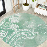 Aloha Hawaii Turtles Floral Round Carpet Seafoam Marbles Glaze LT7 Seafoam - Polynesian Pride