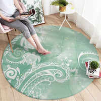 Aloha Hawaii Turtles Floral Round Carpet Seafoam Marbles Glaze LT7 - Polynesian Pride