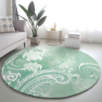 Aloha Hawaii Turtles Floral Round Carpet Seafoam Marbles Glaze LT7 - Polynesian Pride