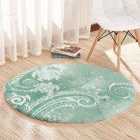Aloha Hawaii Turtles Floral Round Carpet Seafoam Marbles Glaze LT7 - Polynesian Pride