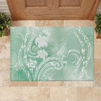 Aloha Hawaii Turtles Floral Rubber Doormat Seafoam Marbles Glaze LT7 Seafoam - Polynesian Pride