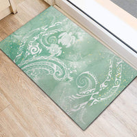 Aloha Hawaii Turtles Floral Rubber Doormat Seafoam Marbles Glaze LT7 - Polynesian Pride