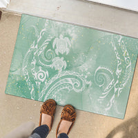 Aloha Hawaii Turtles Floral Rubber Doormat Seafoam Marbles Glaze LT7 - Polynesian Pride