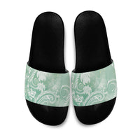 Aloha Hawaii Turtles Floral Slide Sandals Seafoam Marbles Glaze LT7 Seafoam - Polynesian Pride