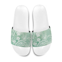 Aloha Hawaii Turtles Floral Slide Sandals Seafoam Marbles Glaze LT7 Seafoam - Polynesian Pride