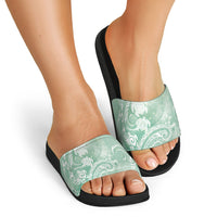 Aloha Hawaii Turtles Floral Slide Sandals Seafoam Marbles Glaze LT7 - Polynesian Pride