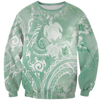 Aloha Hawaii Turtles Floral Sweatshirt Seafoam Marbles Glaze LT7 Unisex Seafoam - Polynesian Pride