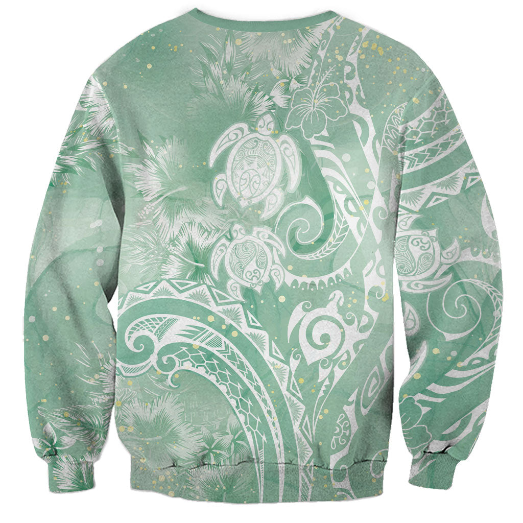 Aloha Hawaii Turtles Floral Sweatshirt Seafoam Marbles Glaze LT7 - Polynesian Pride