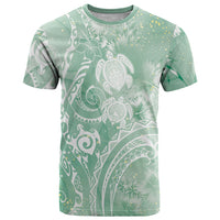 Aloha Hawaii Turtles Floral T Shirt Seafoam Marbles Glaze LT7 Seafoam - Polynesian Pride