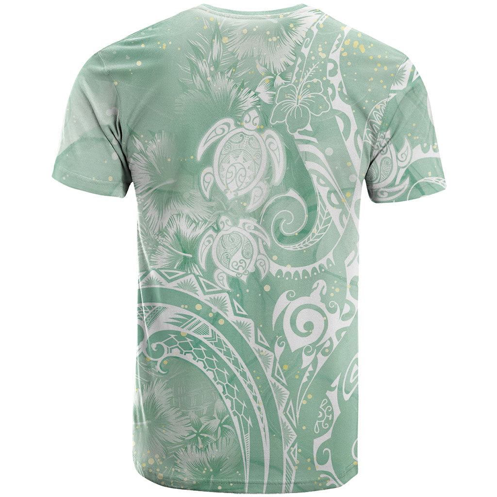 Aloha Hawaii Turtles Floral T Shirt Seafoam Marbles Glaze LT7 - Polynesian Pride