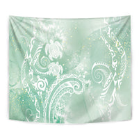 Aloha Hawaii Turtles Floral Tapestry Seafoam Marbles Glaze LT7 - Polynesian Pride