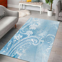 Aloha Hawaii Turtles Floral Area Rug Aqua Marbles Glaze LT7 - Polynesian Pride
