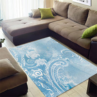Aloha Hawaii Turtles Floral Area Rug Aqua Marbles Glaze LT7 - Polynesian Pride